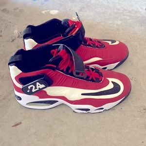 Nike Griffeys 24s red,black and white.
